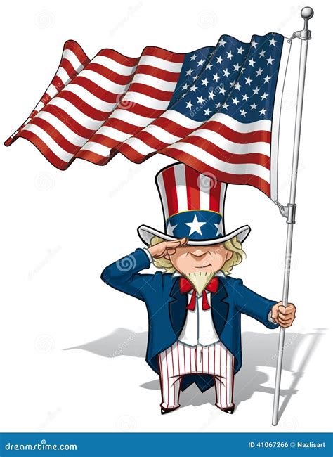 Uncle Sam Saluting The US Flag Stock Vector - Image: 41067266