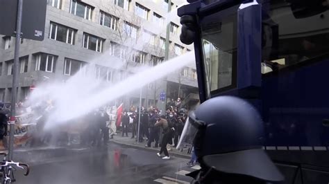 German Police Use Water Cannons On Counter Protesters To Anti Lockdown