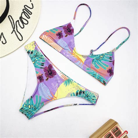 Custom Flower Fresh Swimwear Mature Women Extreme Bikini SJ017 6 Cheap And Custom Price