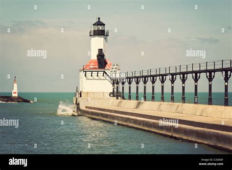 Lighthouse in Michigan City Stock Photo - Alamy