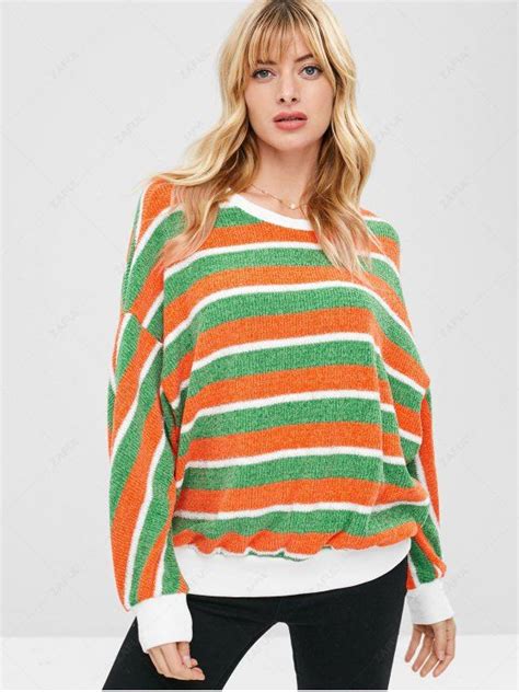 [66% OFF] 2020 ZAFUL Contrast Striped Sparkly Christmas Sweater In ...