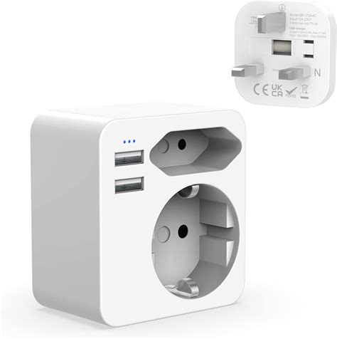 Hoppac Adaptateur Anglais Francais Deux Ports Usb A France Vers Uk