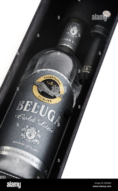 Bottle of Beluga premium Russian vodka Stock Photo - Alamy