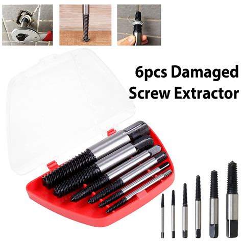 H2Z 6pcs 3-22mm Easy Out Broken Bolt Screw Extractor Remover Drill Bit