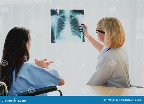 Female Doctor Look X Ray Chest Radiographycomputerized Tomography Ct