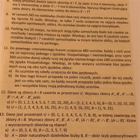 Chodzi mi o zad 12 12 Dane są zbiory A i B zawarte w przestrzeni U