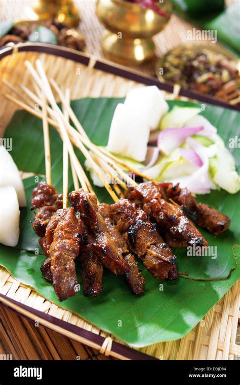 Rindfleisch Satay Gebratenes Fleisch Spie Asia Food Traditionelles