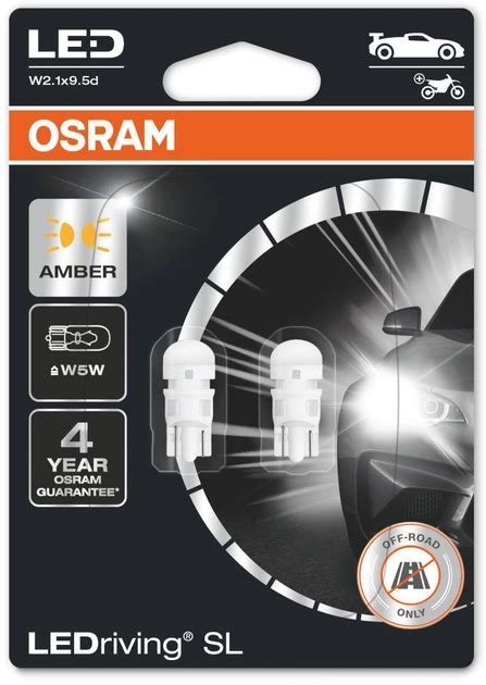 Светодиодная лампа OSRAM 12V WY5W LED 1W W2.1X9.5D LEDriving SL янтарно ...
