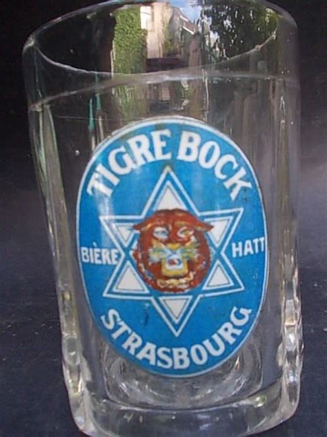 Superbe chope bière émaillée TIGRE BOCK Strasbourg Kronenbourg 1930