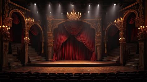 Premium AI Image | A stage with a red curtain and a stage with a red ...