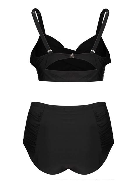 Ericdress Sexy Pleated High Waist Plus Size Bikini Set Plus Size