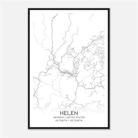 Helen Georgia Map Poster, Modern Home Decor Wall Art Print - Custom
