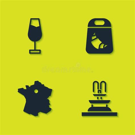 Kaart Van De Fontein Van Wijnglas Van Frankrijk En Het Pictogram Van