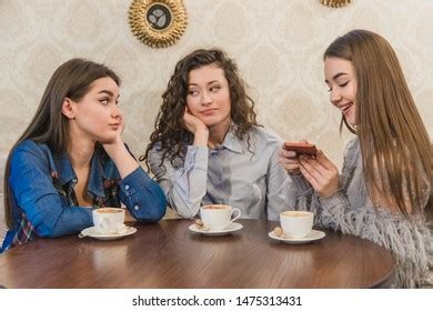 Female Friends Having Coffee Together Three Stock Photo 1475313425