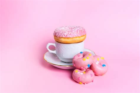 Premium Photo Pink Breakfast With Pink Sweets On Pink Background