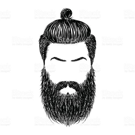 Hand Drawn Brutal Hairstyles And Beard Hipster Bearded Man Vector Barbas Hipster