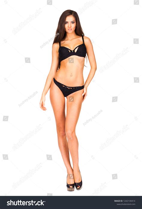 Full Portrait Sexy Brunette Womman Black Stock Photo Edit Now