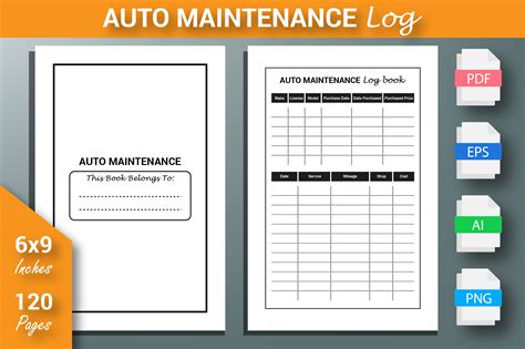 Auto Maintenance Log Book Kdp Interior Graphic By Kdp Unique