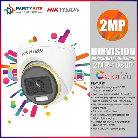 Hikvision DS 2CE70DF3T PF 2MP 3 6mm ColorVu Fixed Turret Camera