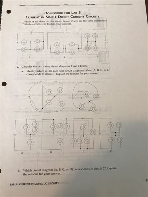 Solved Partrer Homework For Lab Current In Simple Direct Chegg