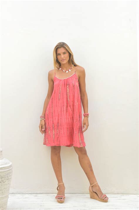 Dress Anna Short Moonstone Hot Coral Hot Lava