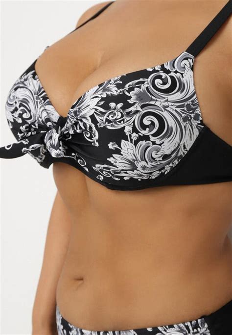 Czarne Bikini Biustonosz z Wiązaniem i Majtki Typu Figi Norettia Born2be