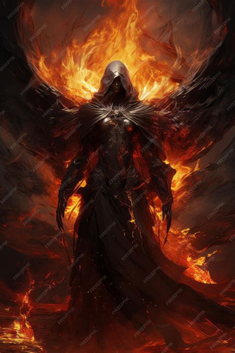 Premium Ai Image A Demonic Grim Reaper With Large Golden Wings