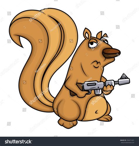 Cartoon Squirrel Gun Stock Vector (Royalty Free) 294471431