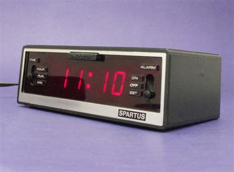 Vintage Digital Alarm Clock Woodgrain Silver Rectangle Red LED - Etsy