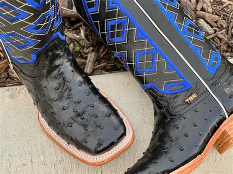 Mens Black Ostrich With Black Shaft Leather Boots – Texas Boot Ranch