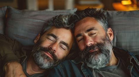 Premium Photo Happy Gay Black Male Couple Cuddling On Couch Indoors