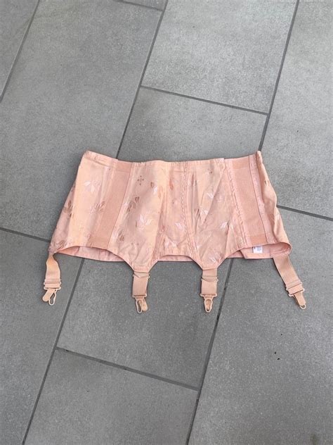 S Peach Brocade Girdle W Garters Vintage Naturana Slimming Shapewear Lingerie Size Large Etsy