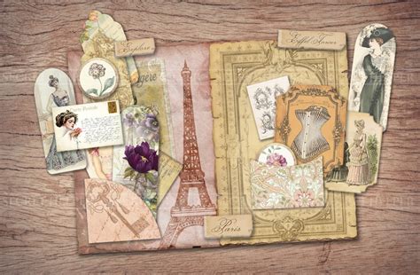 Paris Junk Journal Kit Printable  Pages With Ephemera Etsy