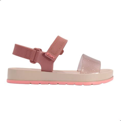 Sandália Zaxy Infatil Way Papete Nude Blush e Nude Glitter Shopee Brasil