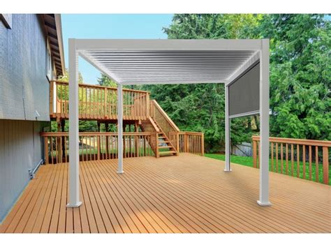 Pergola Bioclimatique OMBREA Autoportante 3X3 Blanc Store Blanc 3M