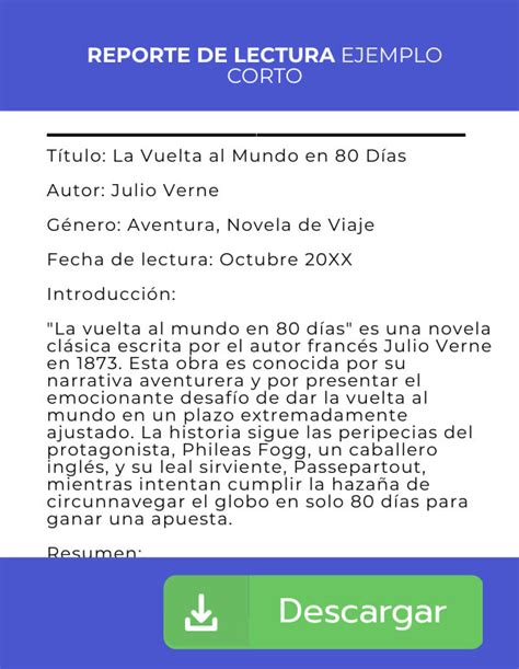 Ejemplos De Reportes De Lectura Descargar PDF