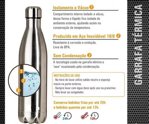 Garrafa T Rmica Cantil Squeeze Grande Inox L Parede Dupla R Em