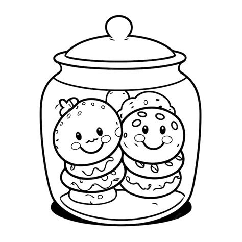 Premium Vector Amazing Cookie Jar Illustration For Colouring Page