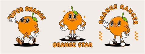 Premium Vector Orange Retro Mascot With Hand And Foot