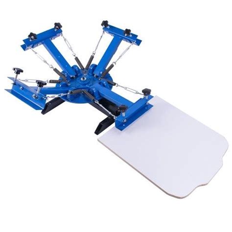 Commercial 4 Color 1 Station Silk Screen Printing Press Machine Blue Screen Printing