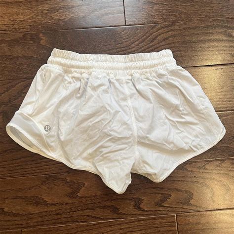 White Lululemon Hotty Hot Shorts Inches Size Depop