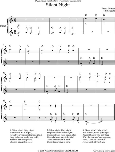 Christmas Piano Sheet Music Silent Night