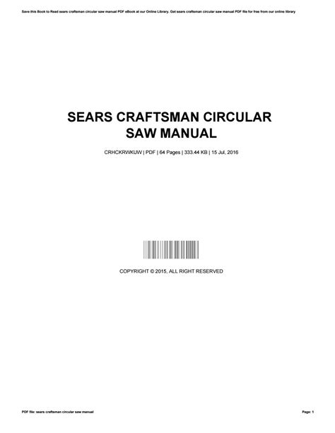 Sears craftsman circular saw manual by JamesLawrence4663 - Issuu