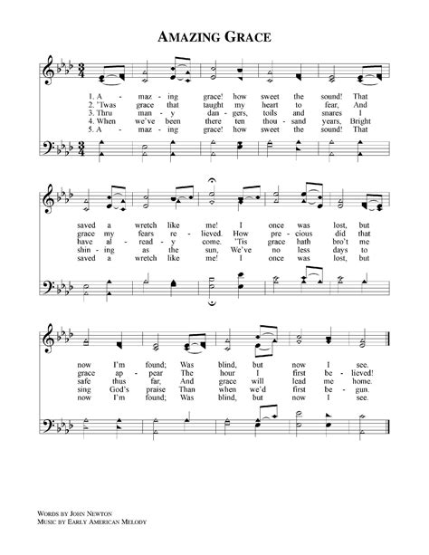 Amazing Grace Lyrics Printable