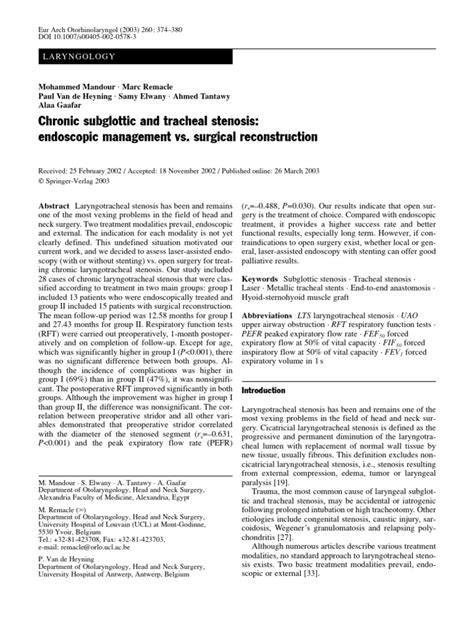 Chronic Subglottic Pdf