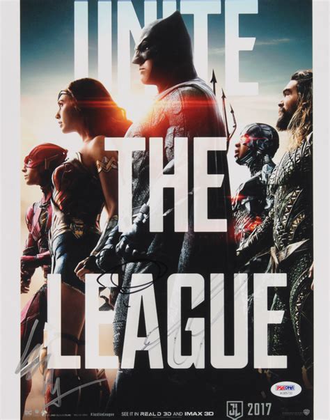 Ezra Miller Ben Affleck And Jason Momoa Signed Justice League 11x14