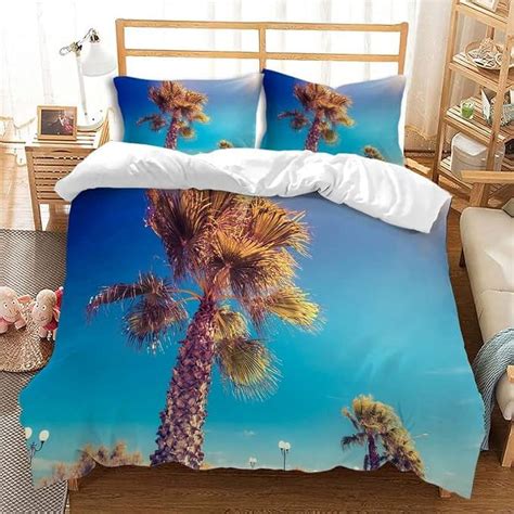 Ocean Comforter Cover Set Beach Bedding Set Tropical Palm Tree Hawaii Ocean Comforter Set Sunny