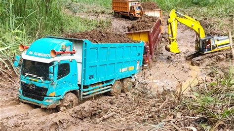 Proyek Baru Timbun Tanah Di Lahan Gambut Rc Dam Truk Hino Dan Fuso