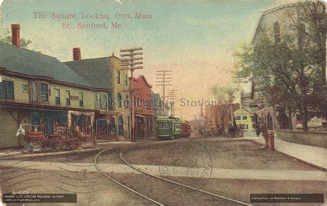 Postcard The Square Looking From Main Street Sanford Maine