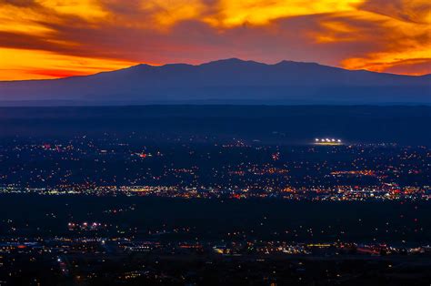 A Fiery Sunset With 11306 Foot 3446 Meters Mount Taylor In